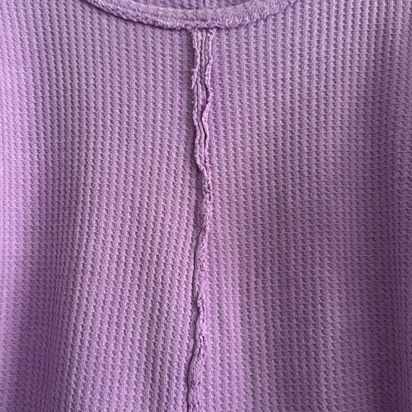 NWOT Zenana Mineral Wash Lavender Purple Waffle Knit Oversized Long Sleeve Top - Picture 3 of 6